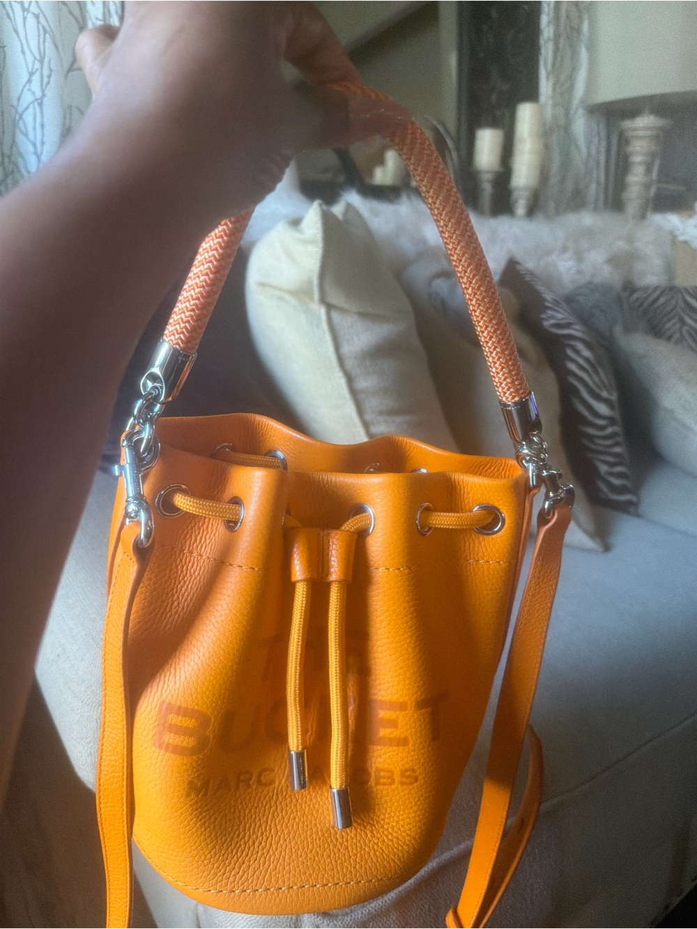Marc Jacobs Orange Pebbled Leather Mini Bucket Bag